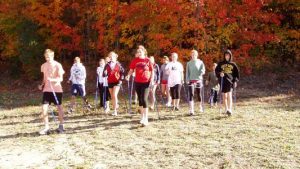 Fall color Nordic Walking with SWIX and EXEL one-piece walking poles